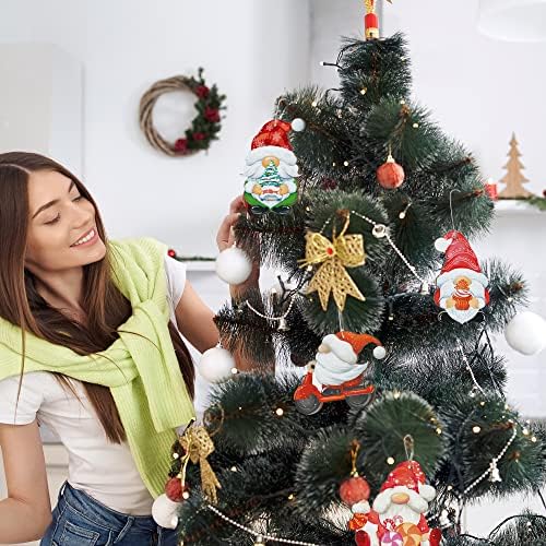 צווארון עץ חג המולד של Putuo Decor Gold | סט תפאורה של גנום של 8
